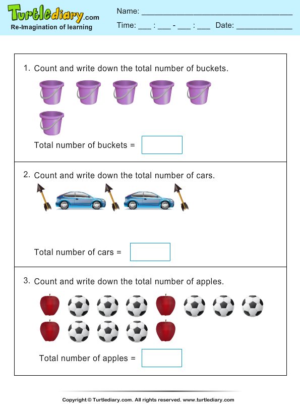 Thanksgiving Count Bucket | Turtle Diary Worksheet