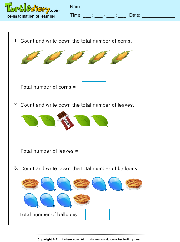 Thanksgiving Count Corn Worksheet - Turtle Diary