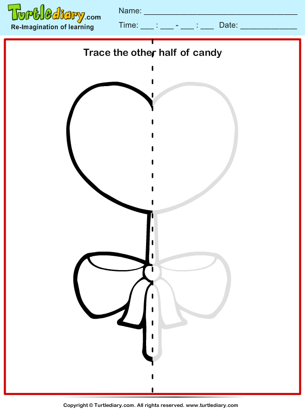 Trace Candy Worksheet - Turtle Diary