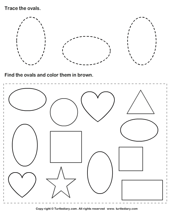 trace ovals and color them worksheet turtle diary