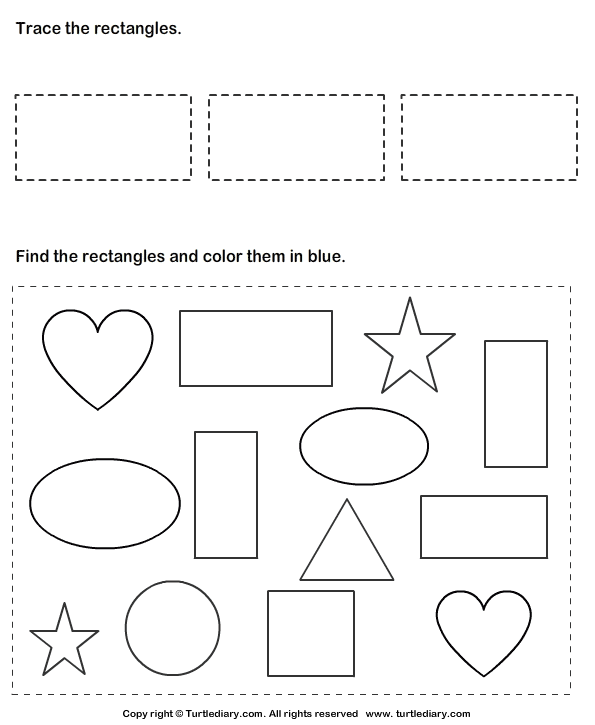 Trace Rectangles and Color Them Worksheet - Turtle Diary