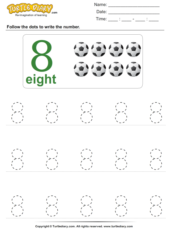 Trace The Number Eight Worksheet Turtle Diary