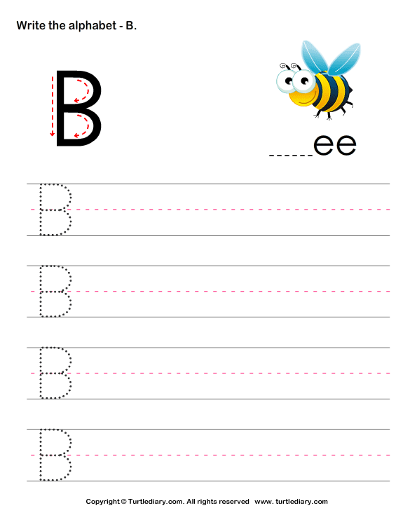 Uppercase Alphabet Writing Practice B Worksheet - Turtle Diary