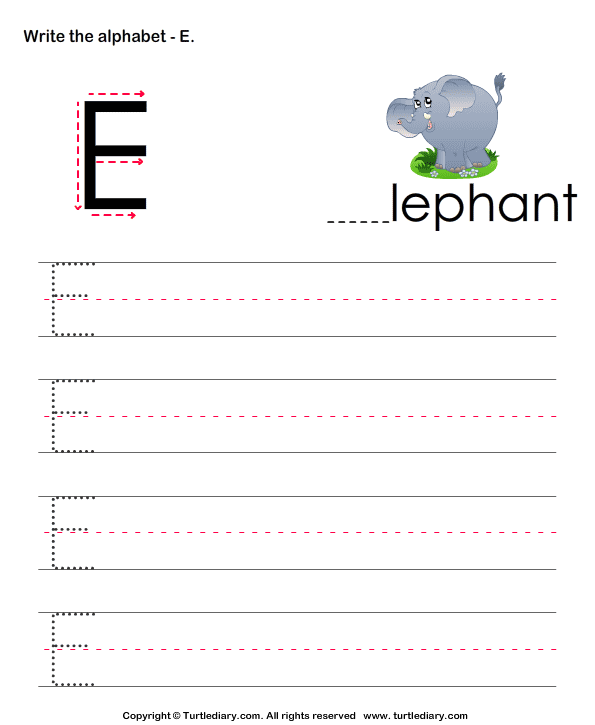 for uppercase preschool worksheet alphabet Worksheet Uppercase Alphabet Diary Writing  Turtle  Practice E