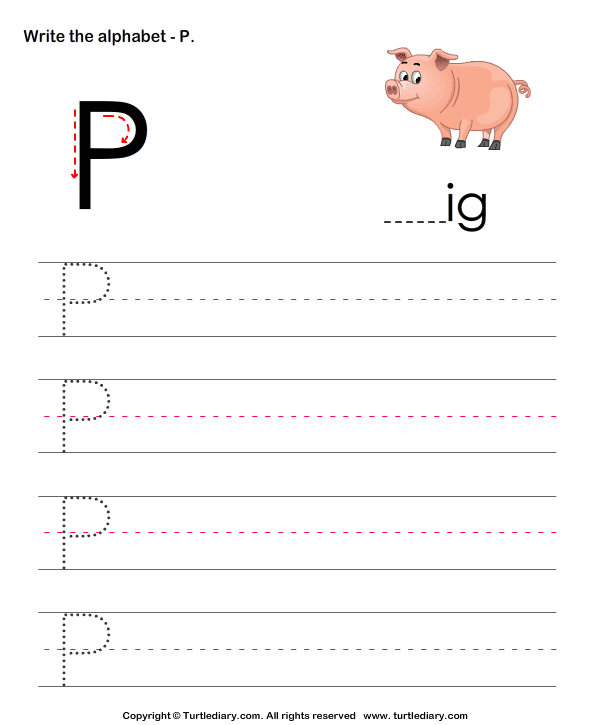 Uppercase Alphabet Writing Practice P Worksheet - Turtle Diary