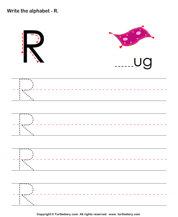 uppercase alphabet writing practice r worksheet turtle diary