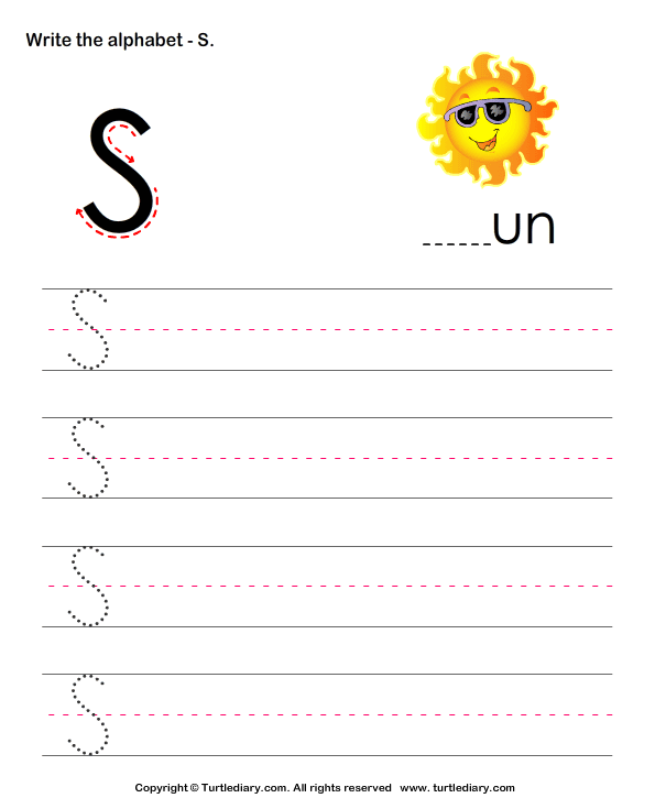 Uppercase Alphabet Writing Practice S Worksheet Turtle Diary