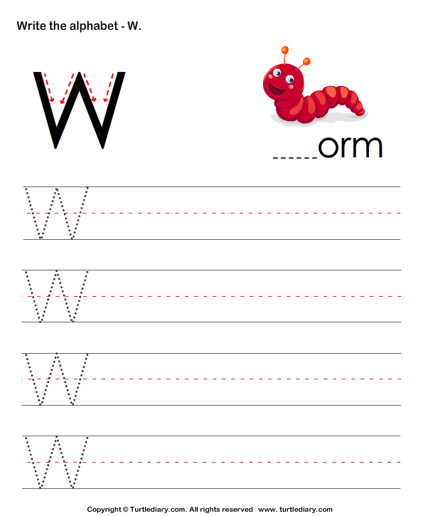 Uppercase Alphabet Writing Practice W Worksheet - Turtle Diary