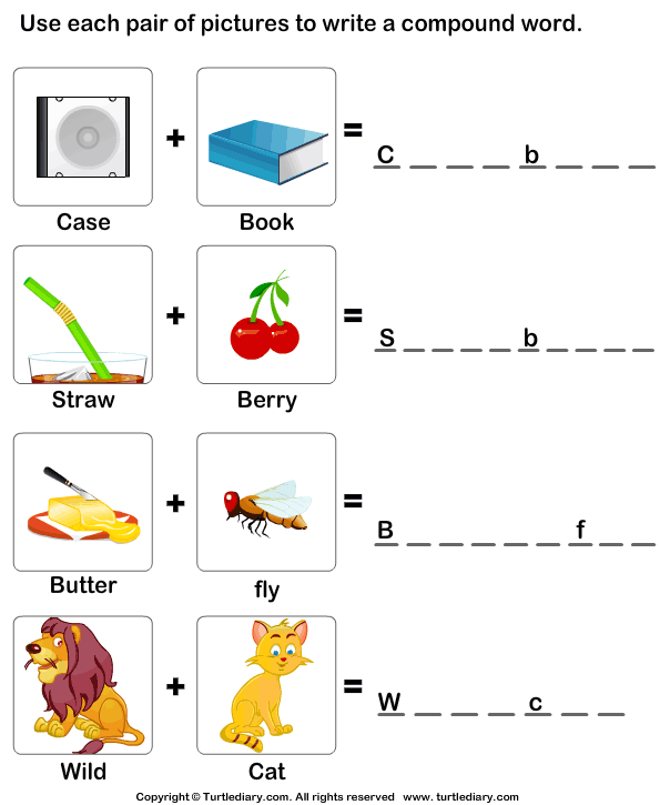 Use Pictures To Make Compound Words Turtle Diary Worksheet