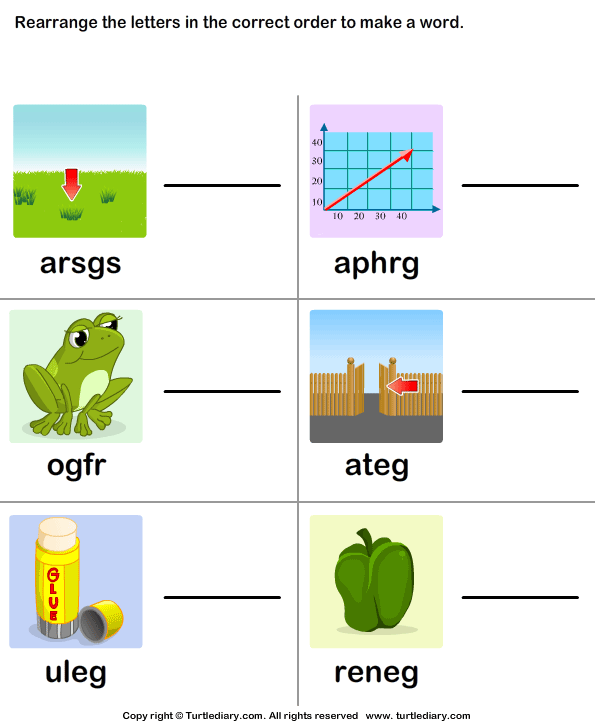 Use Pictures to Unscramble the Letters Worksheet - Turtle Diary
