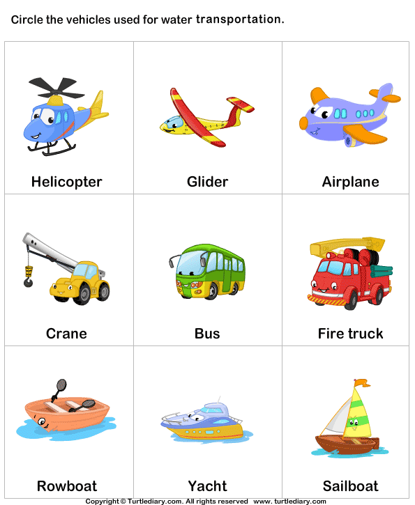 on preschoolers worksheets for transportation Diary Waterways Worksheet  Turtle  Transportation