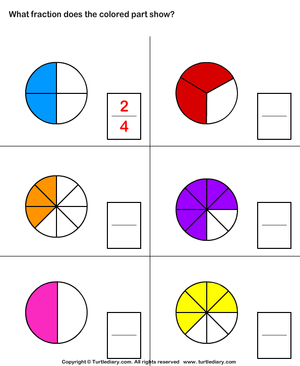 What Fraction of Shape is Colored Worksheet - Turtle Diary