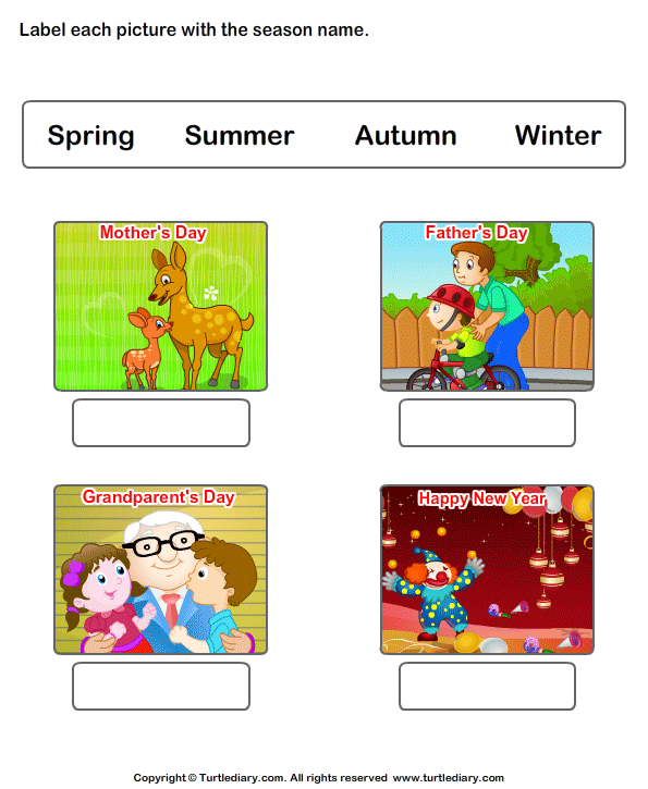worksheets kindergarten seasons 4 free for Write Worksheet Seasons  of Turtle Diary Name