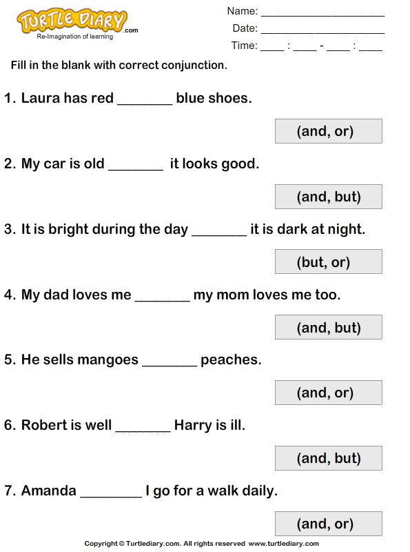 commas using worksheets english Diary Missing  Conjunction the Worksheet Write Turtle