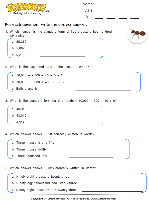 worksheet 6 number for preschool Worksheet in the  Form Write Words Numbers  Turtle Diary