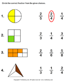 Circle Correct Fraction Representing Shaded Part