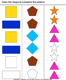 Color Shape to Complete Patterns | Turtle Diary Worksheet