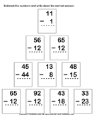 Column Subtraction From Two Digit Numbers