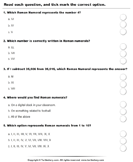 Roman Numerals (I - Xx) : Multiple Choice Questions - roman-numerals - Third Grade