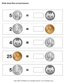 Equal Values of Coins with Different Numbers