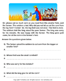 reading comprehension stories worksheets turtle diary