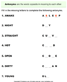 Fill in the Missing Letters to Complete Antonym Words