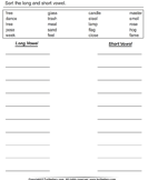 Identify Long and Short Vowels in Given List of Words