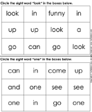 Identify Sight Words Look One