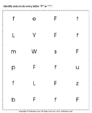 Identifying Lowercase and Uppercase Letter F