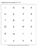 Identifying Lowercase and Uppercase Letter K