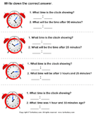 Read Clocks and Write the Time - time - Third Grade
