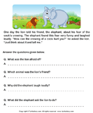 Read Comprehension Lion and Cock and Answer the Questions