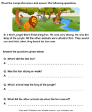 Reading Comprehension Stories Worksheets | Turtle Diary