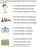 Choose a Sentence to Describe the Picture - adjectives - Kindergarten