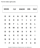 Sight Word Crossword Were Fly Know His Old