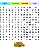 Thanksgiving Word Search Mayflower
