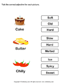 Tick Adjectives for Pictures of Cake Butter Chilly