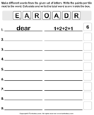 Using E A R O A D R Make Words and Count the Score