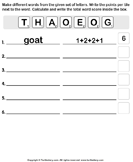 Using T H A O E O G Make Words and Count the Score