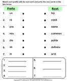 Write Compound Words using Prefix and Root Words
